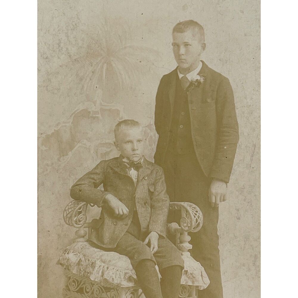 1800s‎ Cabinet Card Portrait Photograph Victorian Boy Sibling Teen Chicago IL